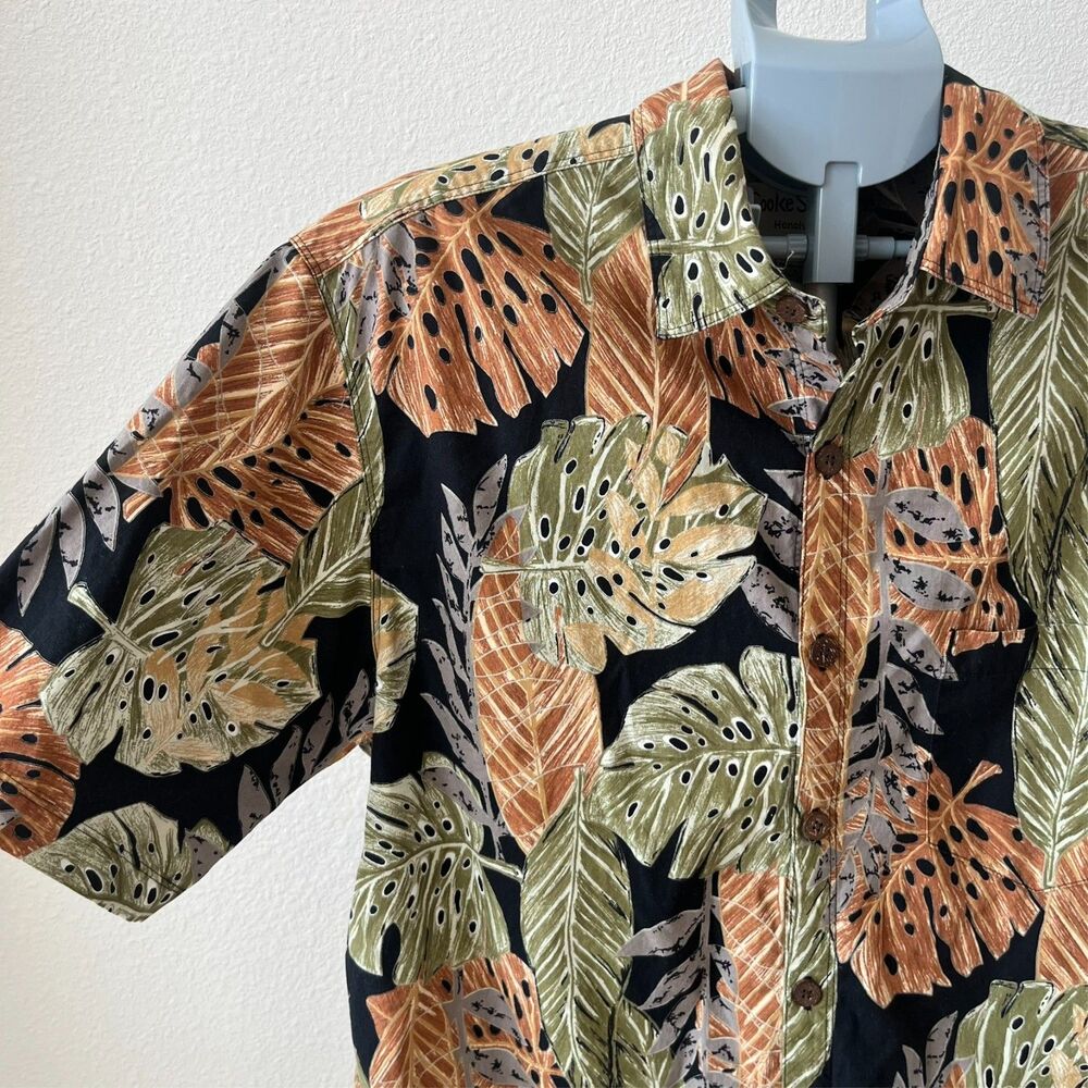 Cooke Street Mens Hawaiian Shirt LG Bold Monstera Leaf Bold Print Island Foliage